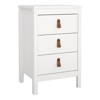 Barcelona - Madrid Bedside Table 3 Drawers in White