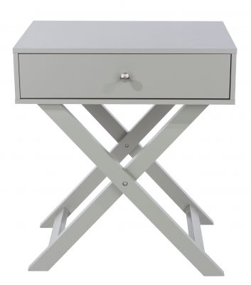 X Leg, 1 drawer petite bedside cabinet, grey