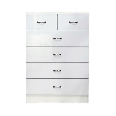 Chilton High White Gloss 6 Drawer Chest of Drawers