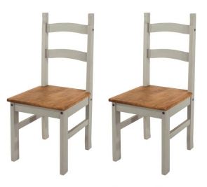 Corona Grey Washed 2 x Design Dining Chairs