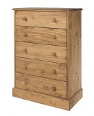 Cotswold Waxed 5 Drawer Chest