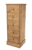Cotswold Waxed 5 Drawer Narrow Chest