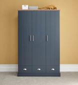 Kendal 3 Door 3 drawer Wardrobe Slate Blue