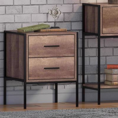 Loft Industrial Inspired 2 Drawer Bedside Table