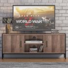 Loft Industrial Inspired 2 Door Open Shelf TV Unit