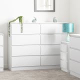 Malvern White 8 Drawer Wide Chest