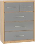 Seville High Gloss 3+2 Drawer Chest - Grey