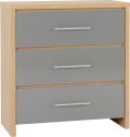 Seville High Gloss 3 Drawer Chest - Grey