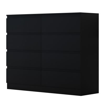 Stora Matt Black 8 Drawer Wide Chest